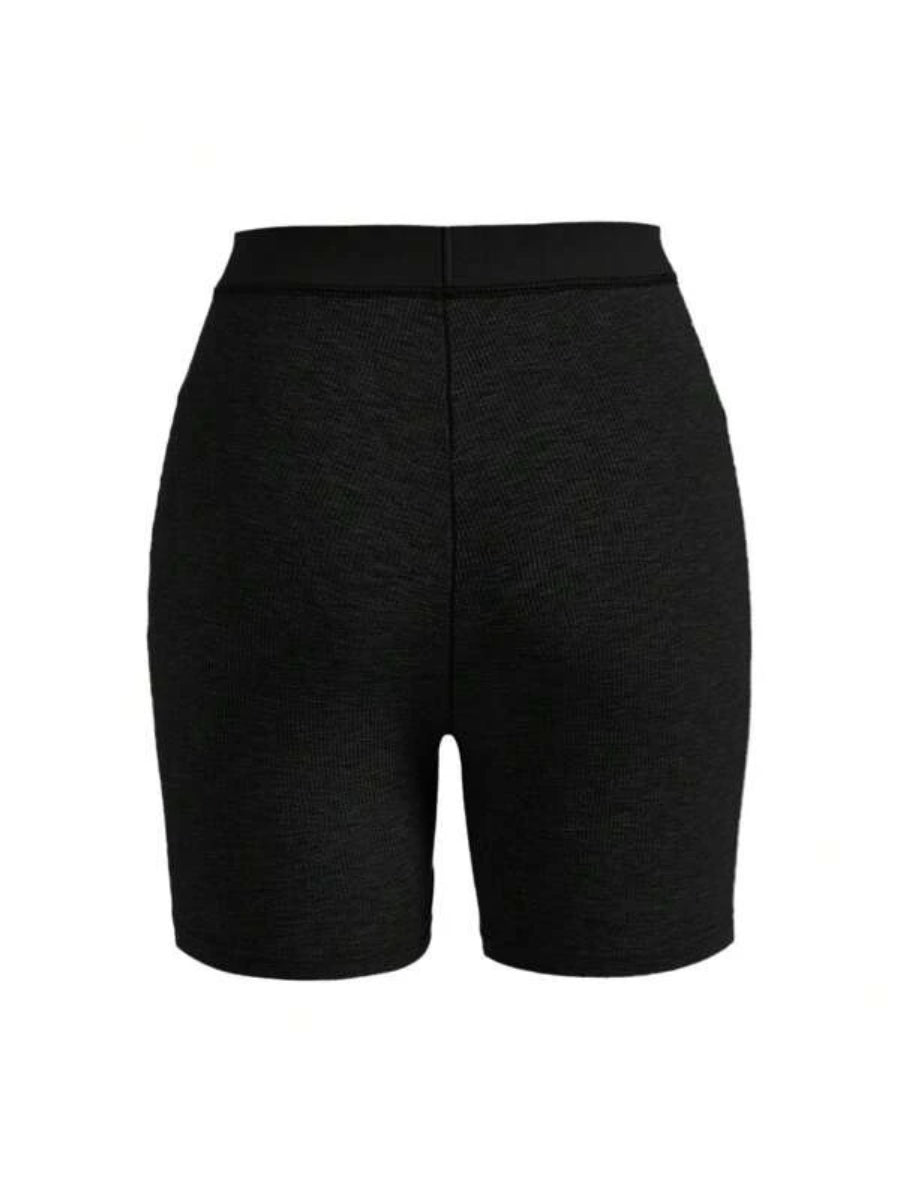 Solid Ribbed Knit Lounge Shorts