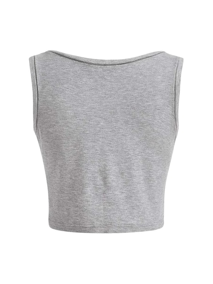 Leisure Solid Scoop Tank Top