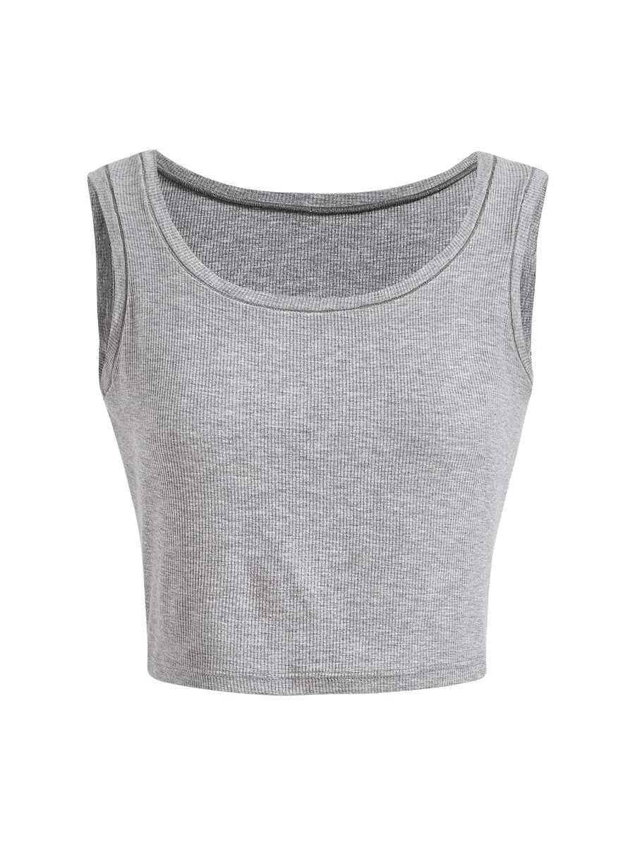 Leisure Solid Scoop Tank Top