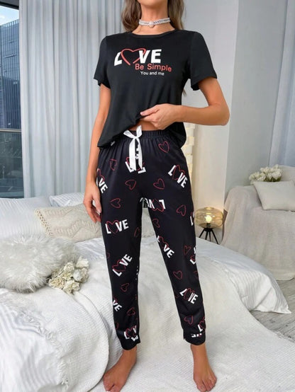 Letter Graphic Print Pant Set