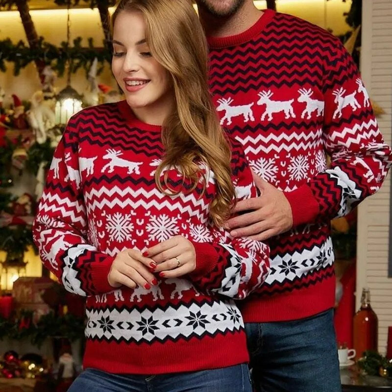 Long Sleeved Christmas Themed Couple Sweater Style 3