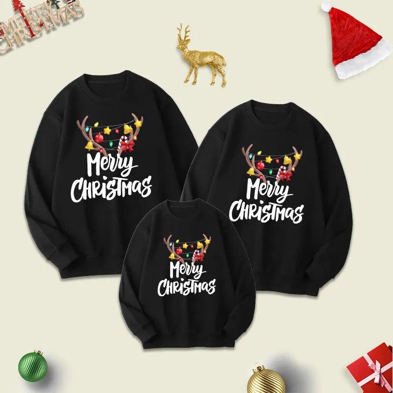 Long Sleeved Printed Christmas Themed Sweatshirt