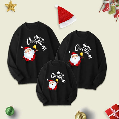 Merry Christmas Santa Printed Sweatshirt Black