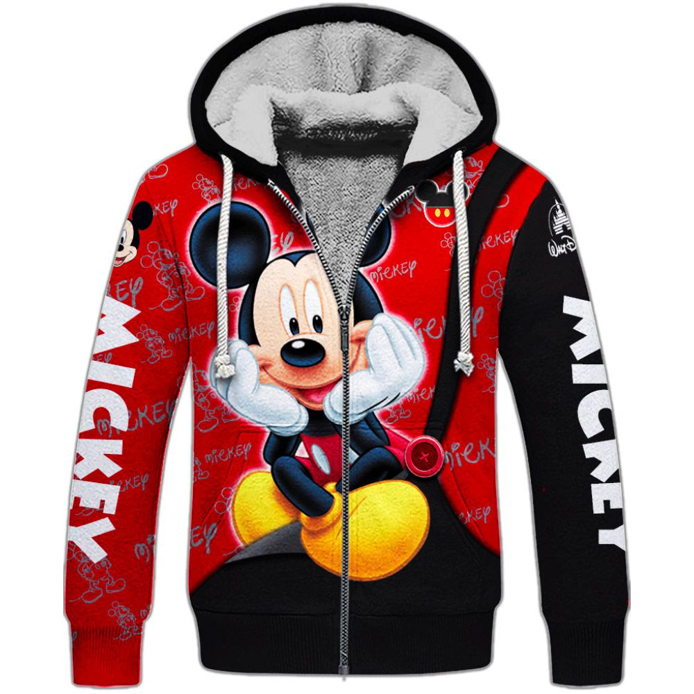 Mickey Mouse Pattern Hoodie And Leggings Set Fleece Zipper Hoodie