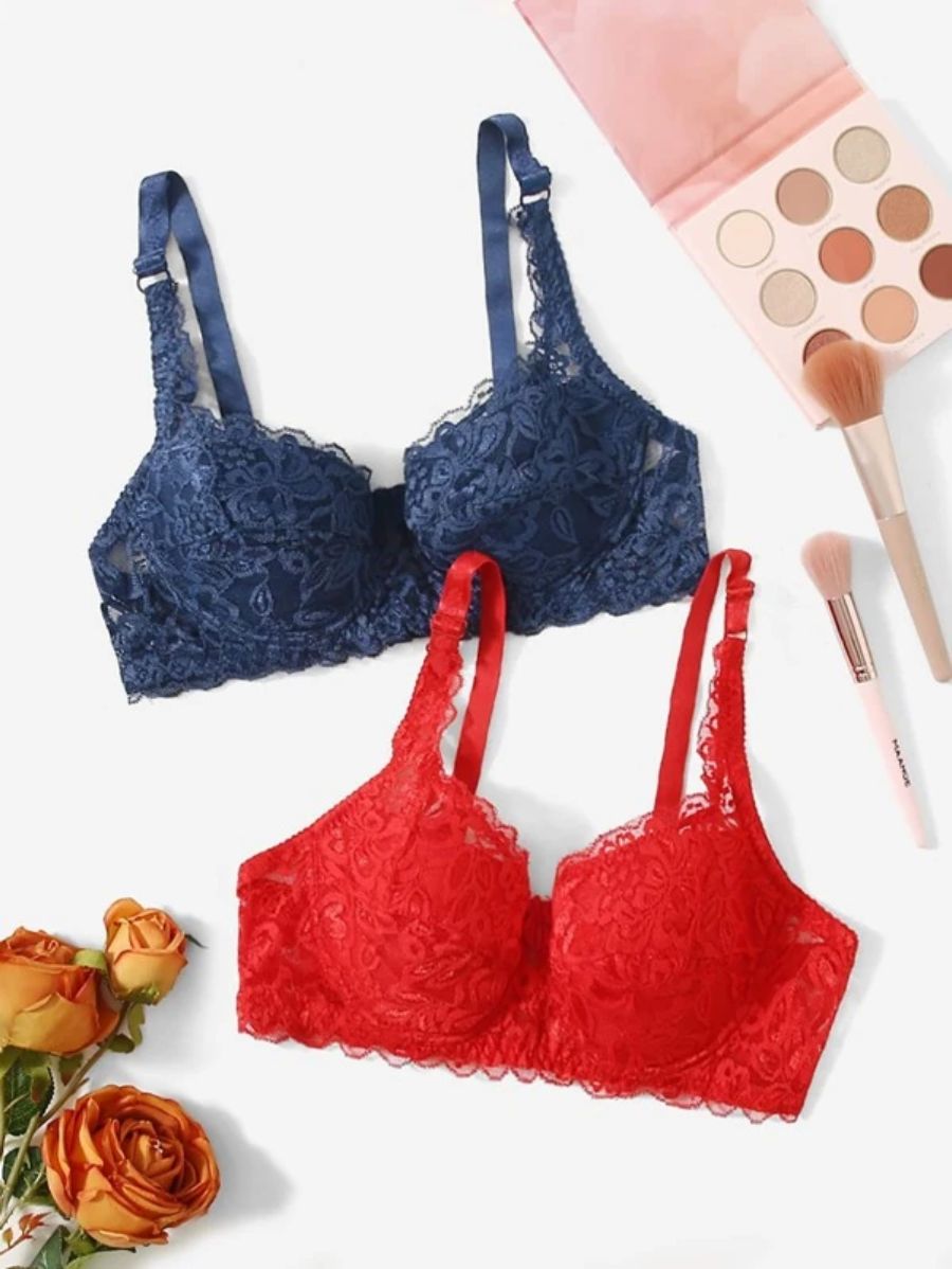 Pack Of 2 Floral Lace Bra