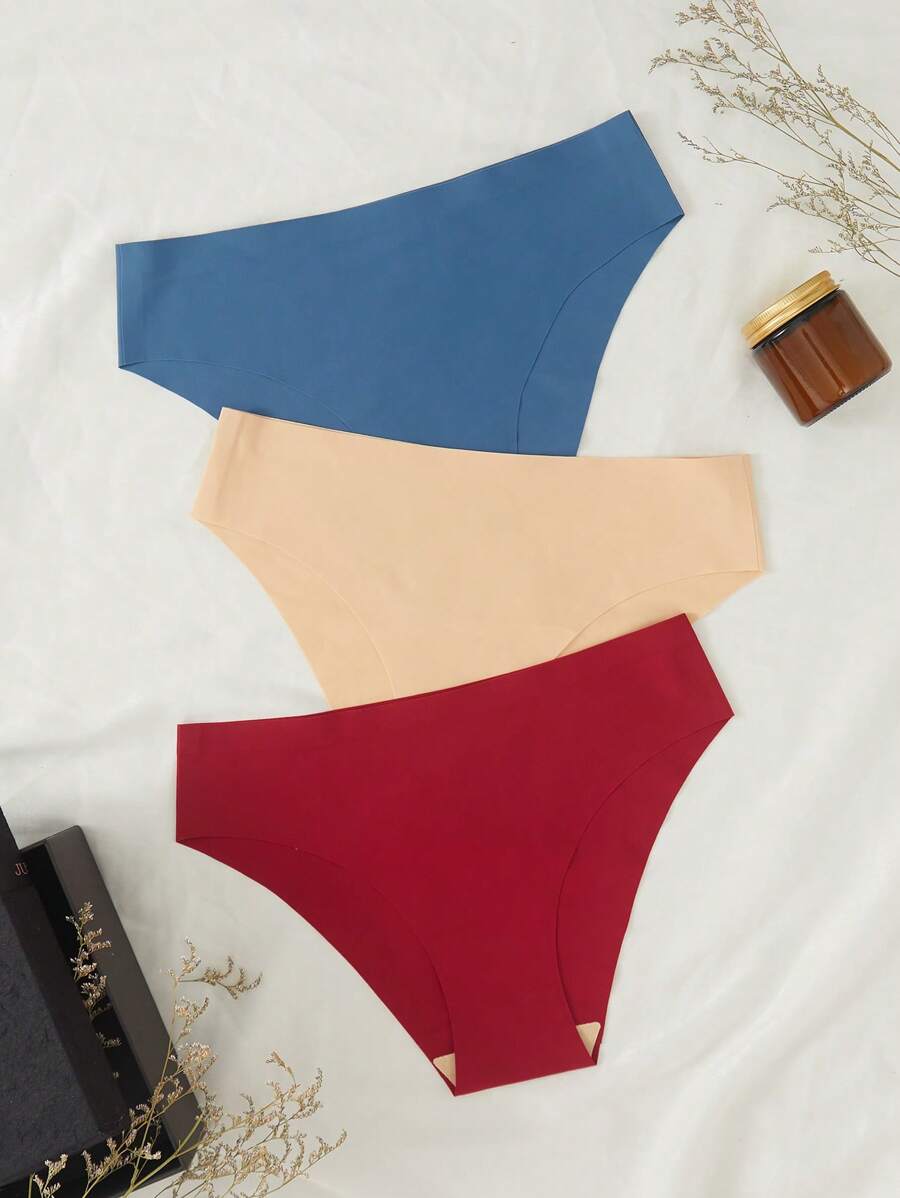 Pack Of 3 Solid Casual Comfy Panty