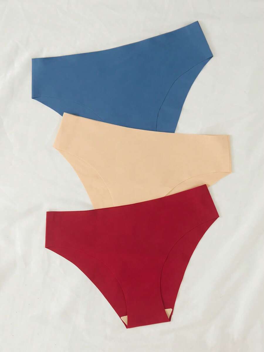 Pack Of 3 Solid Casual Comfy Panty