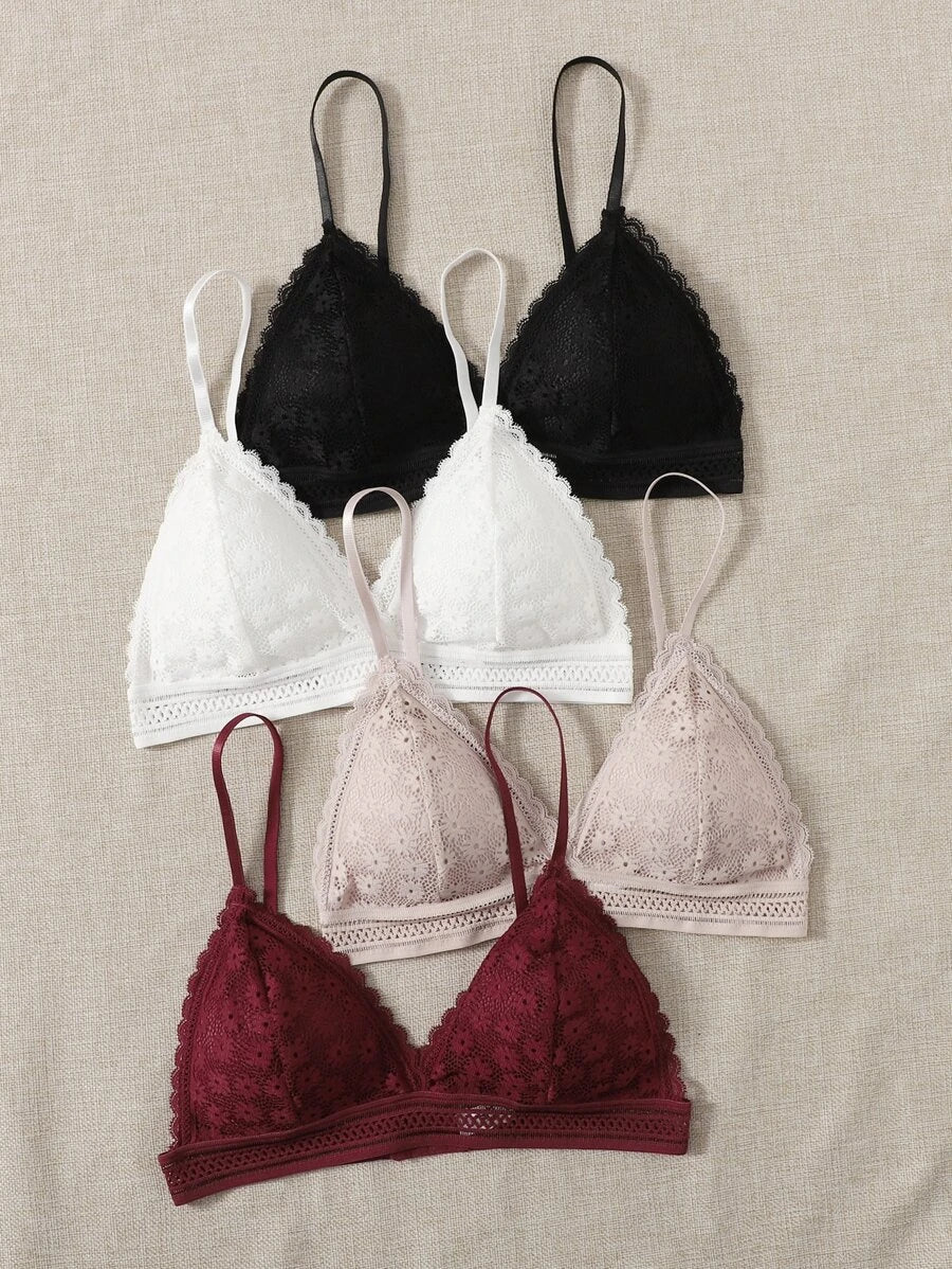 Pack Of 4 Floral Lace Bra Set