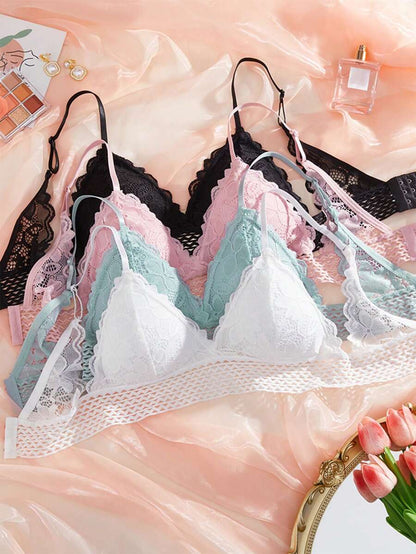 Pack Of 4 Lace Overlay Bralette