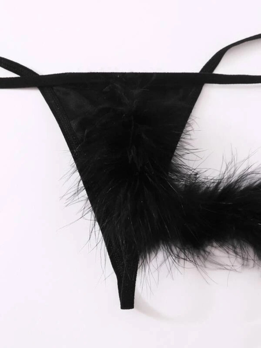 Fluffy Triangle Thong Costume 5 Piece Set