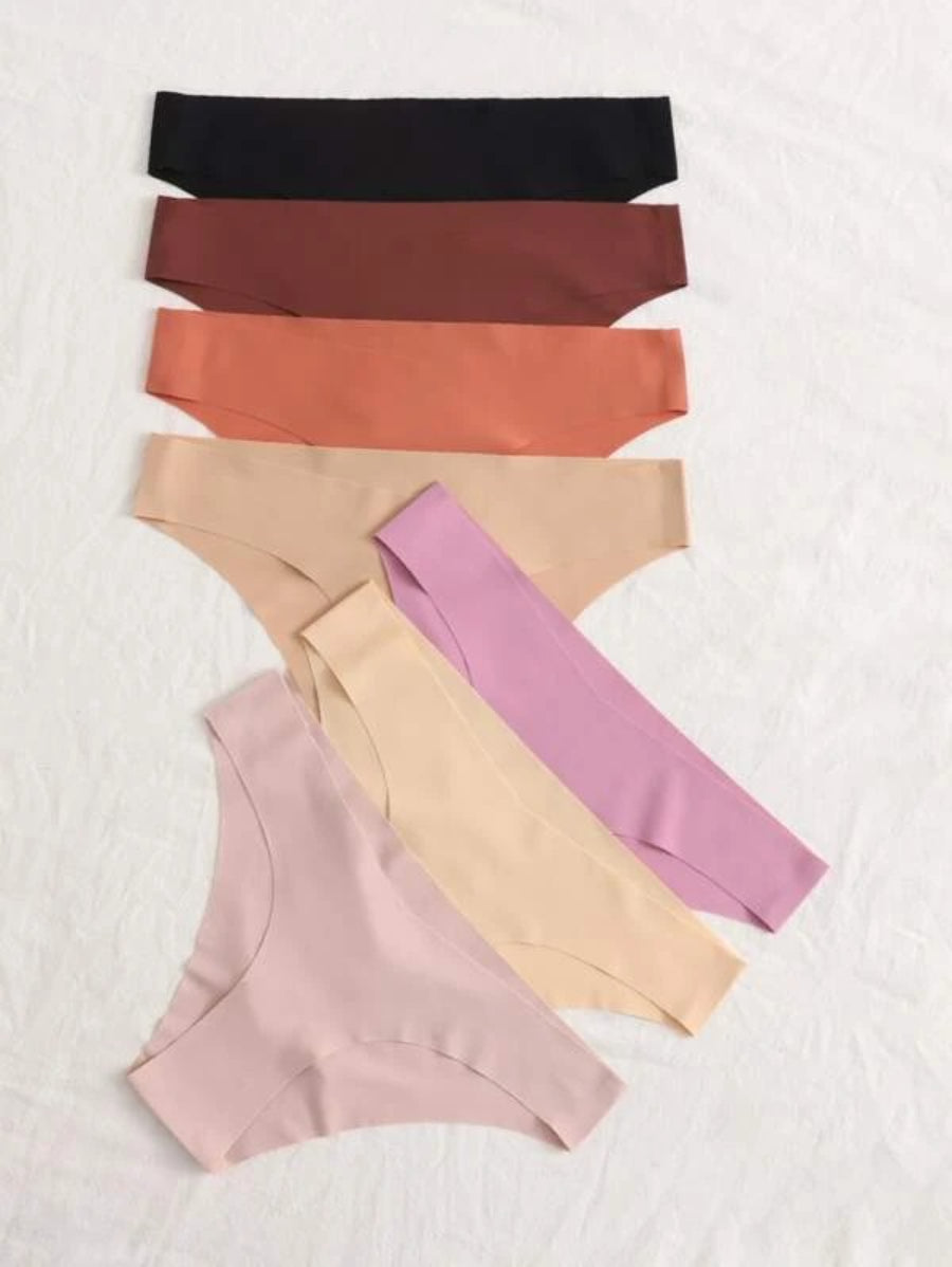 Pack Of 7 Plain Mid Rise Panty