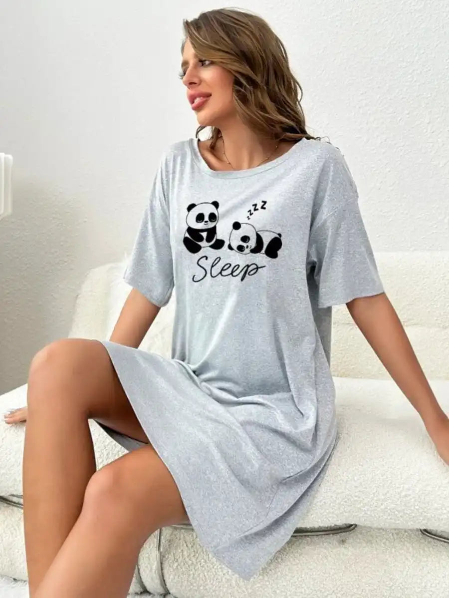 Panda And Letter Graphic Nightdress