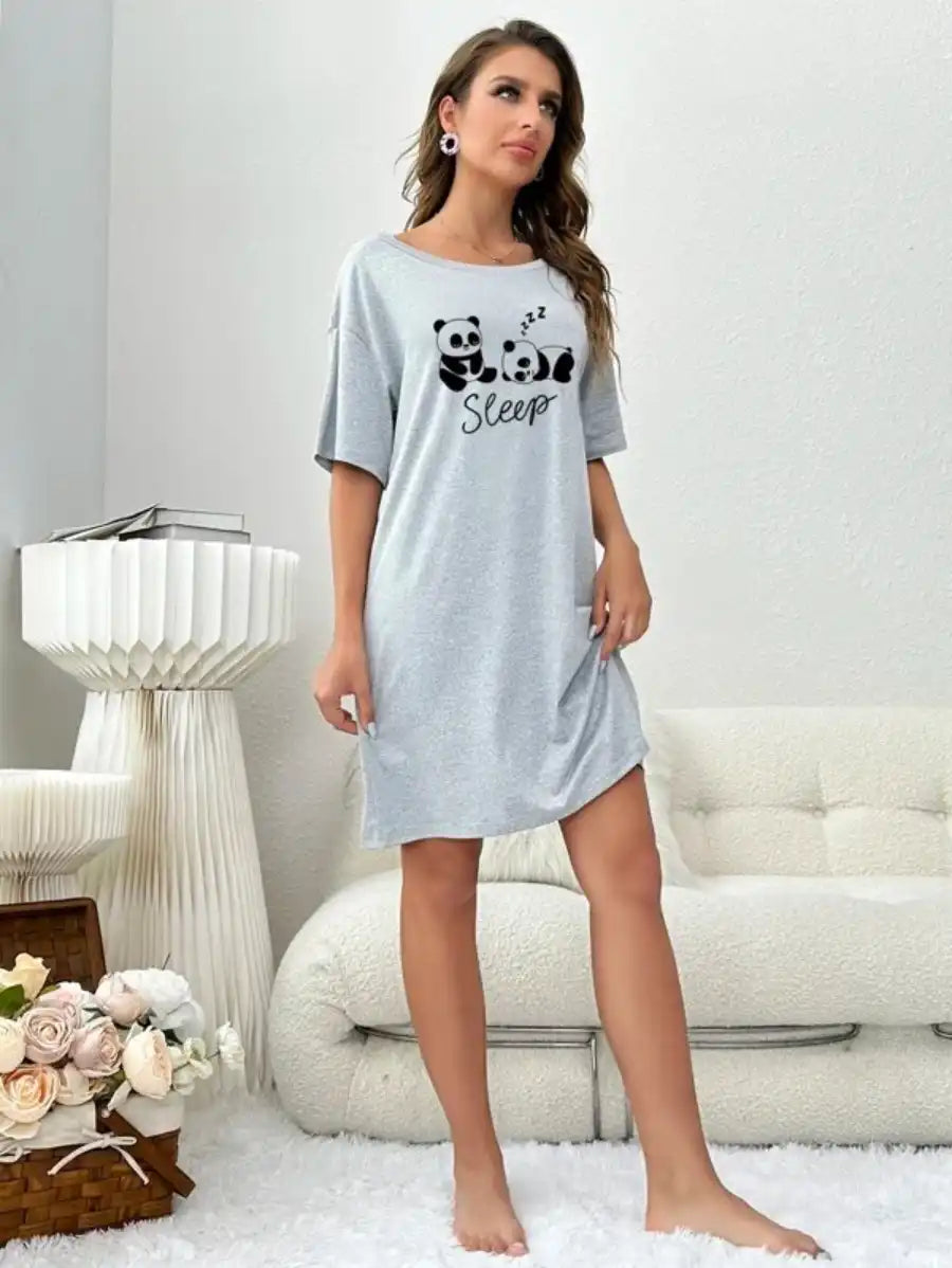 Panda And Letter Graphic Nightdress