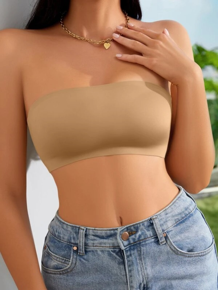 Plain Bandeau Bra Light Brown