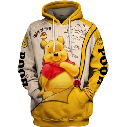 Pooh Pattern Cartoon Character Activewear Set Hoodie