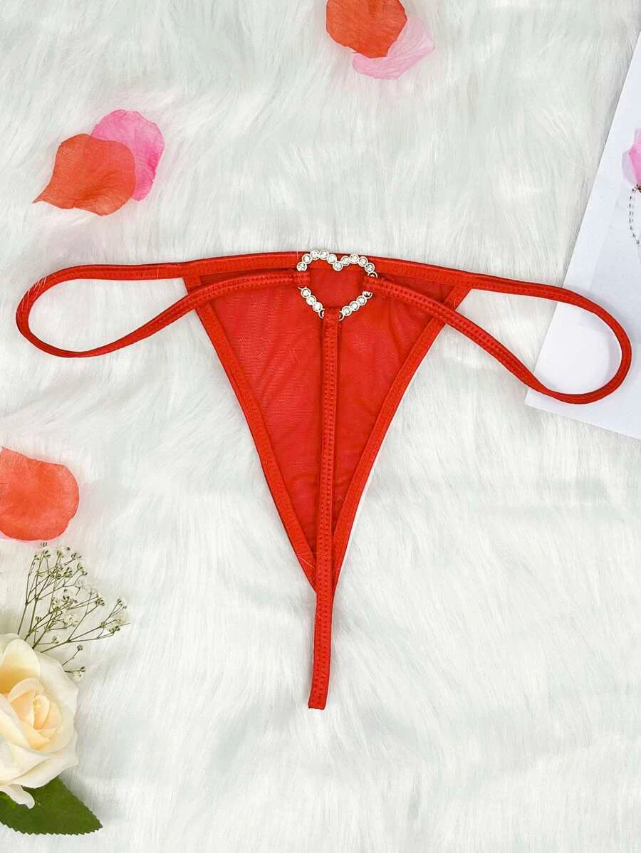 Rhinestone Ring Linked Thong