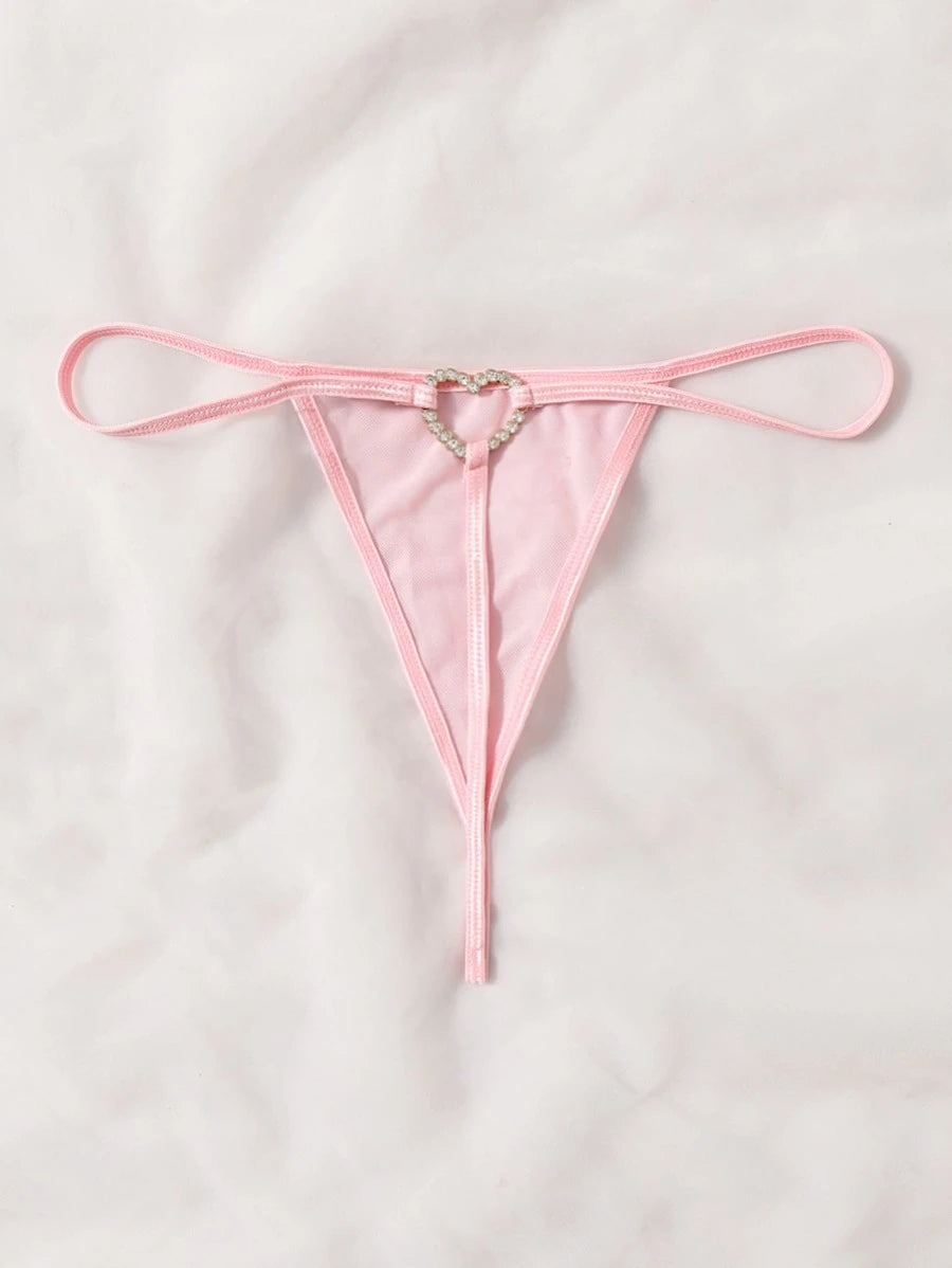 Rhinestone Ring Linked Thong