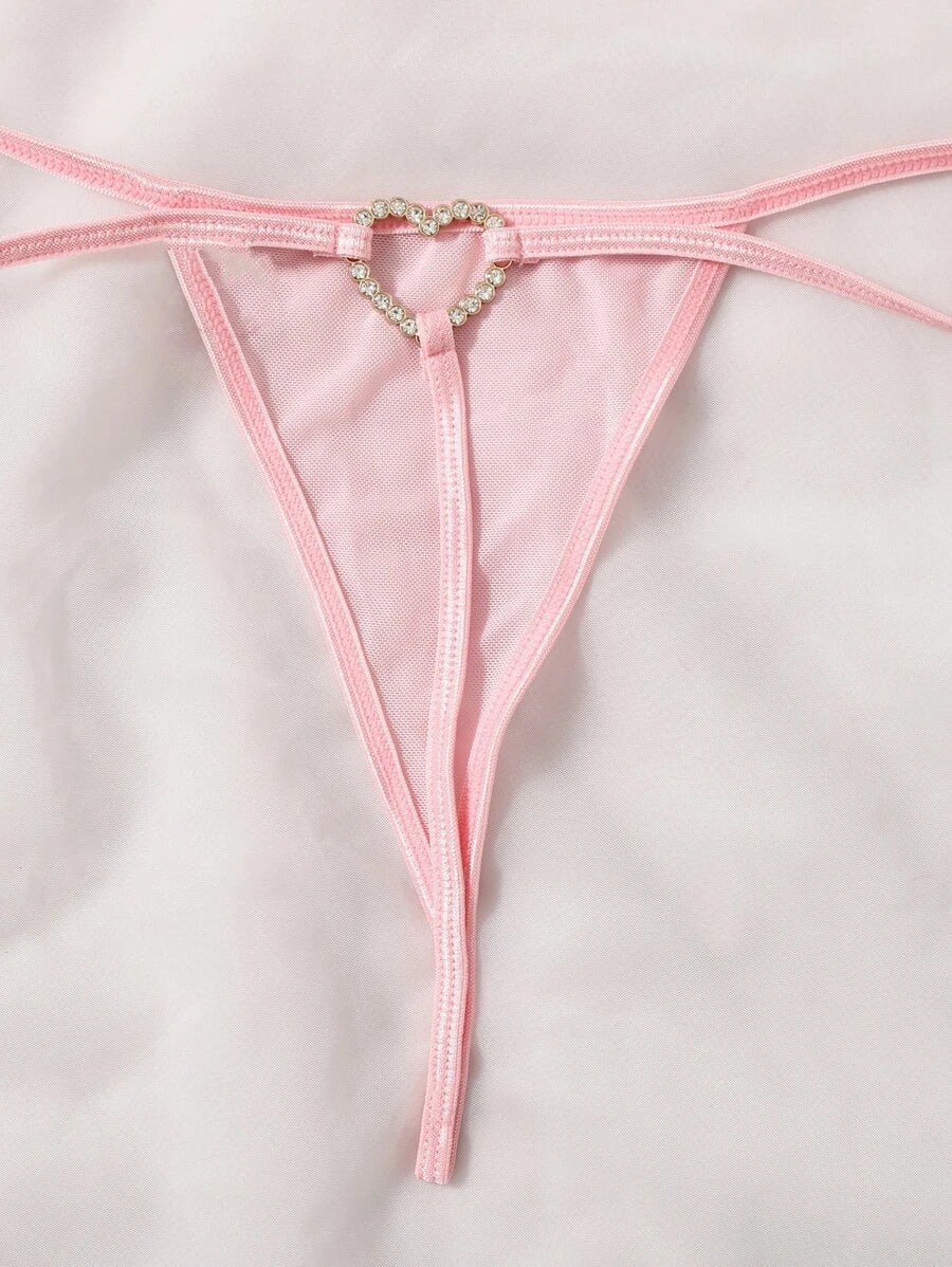 Rhinestone Ring Linked Thong