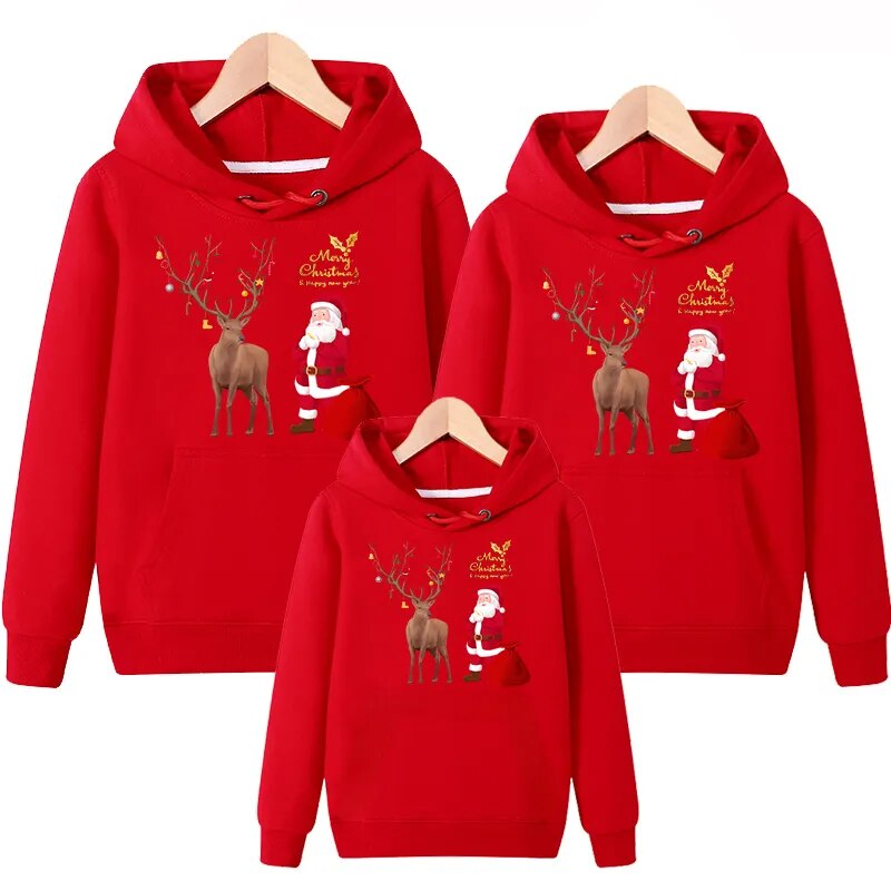 Santa Printed Long Sleeve Sweaters Red