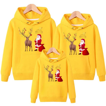 Santa Printed Long Sleeve Sweaters Yellow