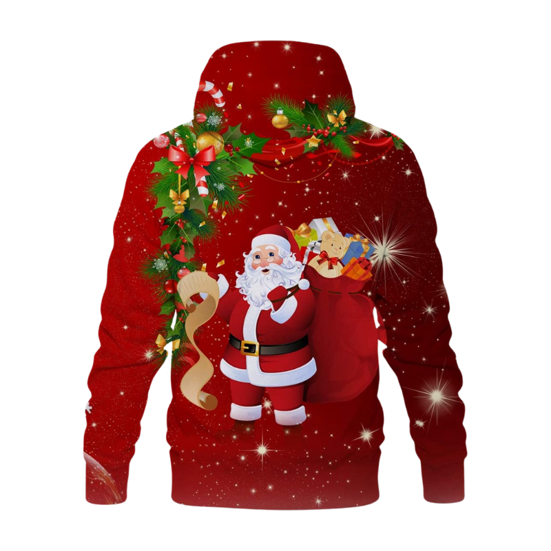 Santa With Gift Printed Christmas Hoodie