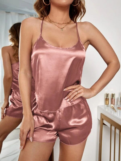 Satin Cami Top And Shorts Set