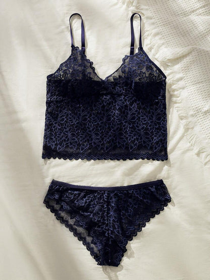 Scallop Trim Lace Lingerie Set