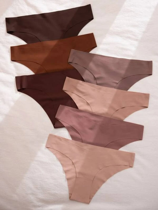 Set Of Seven Plain No Show Panty L