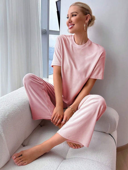 Slit Hem Top And Tie Pants Lounge Set