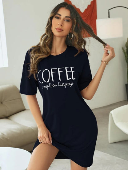 Slogan Graphic Drop Sleepshirt Nightdress