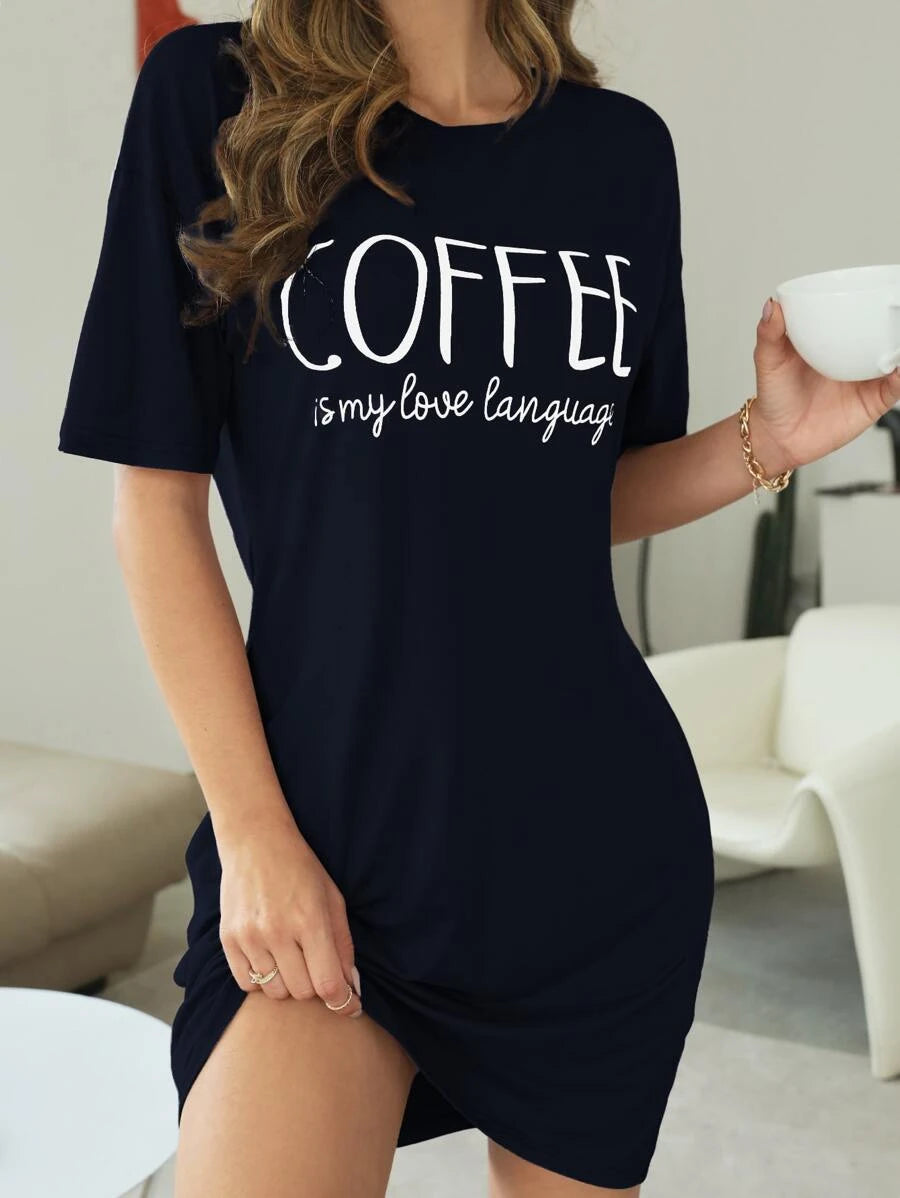 Slogan Graphic Drop Sleepshirt Nightdress