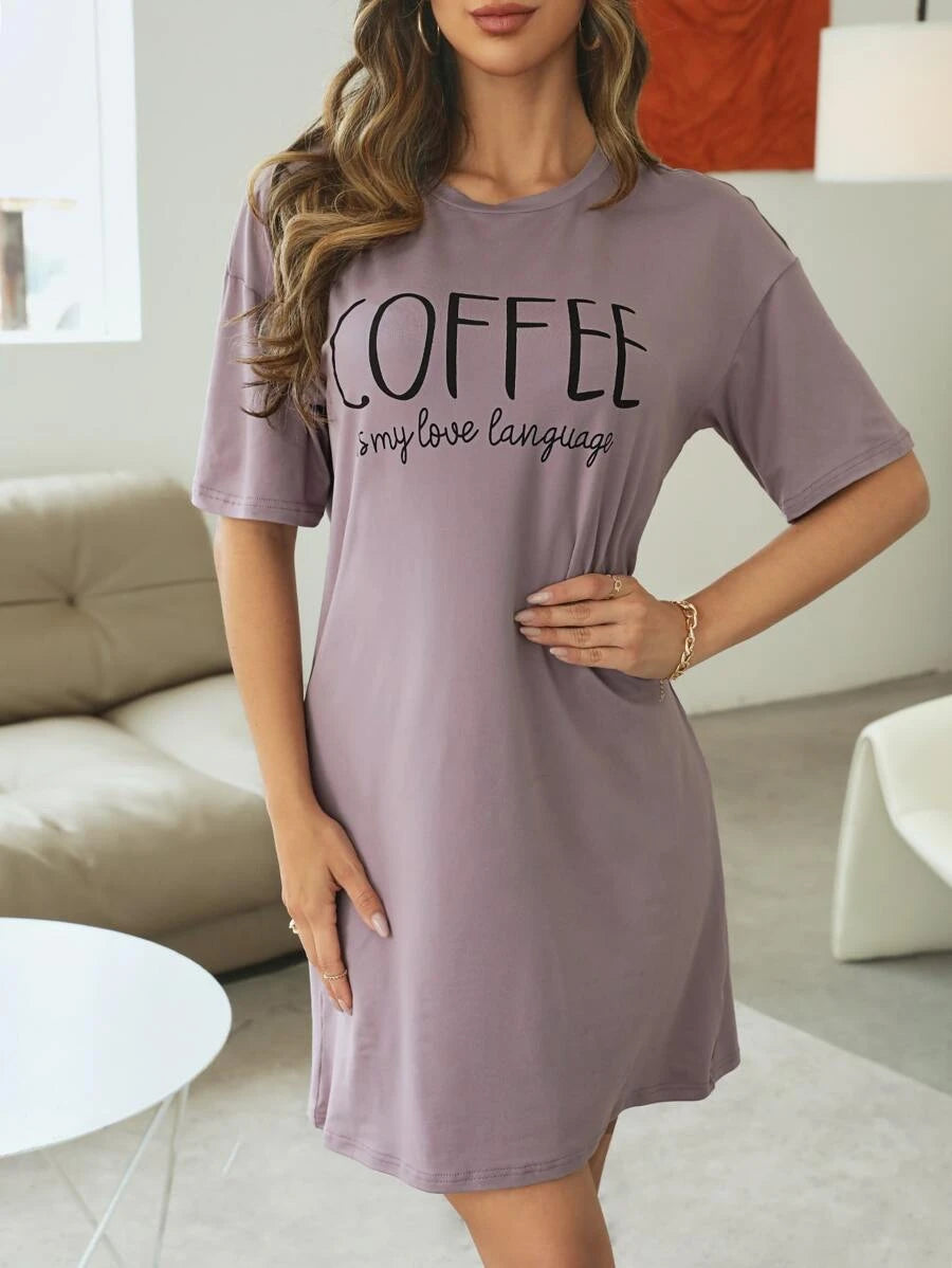 Slogan Graphic Drop Sleepshirt Nightdress