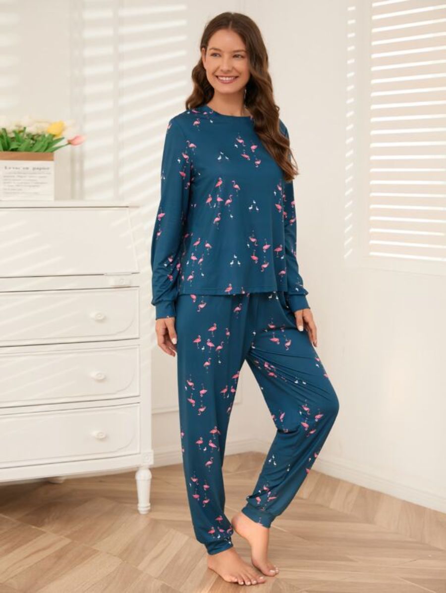 Slogan Graphic Top And Plaid Pants PJ Set