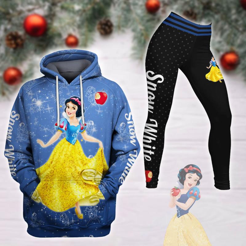 Snow White Pattern Activewear Set Hoodie And Leggings Set