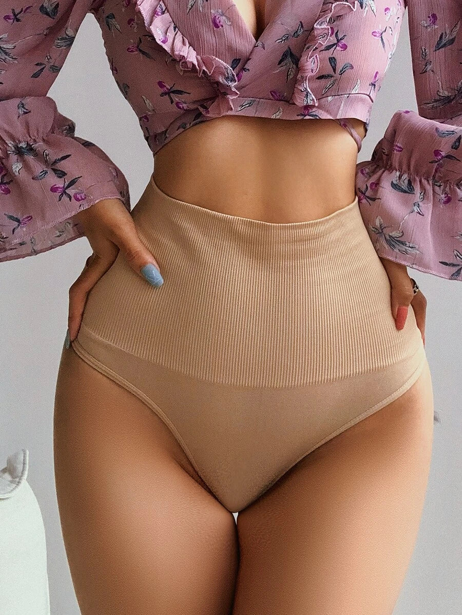 Solid High Waisted Shapewear Panty Light Pink