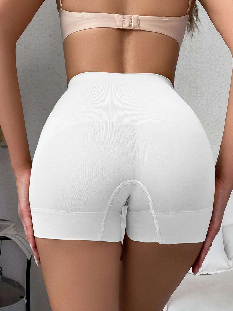 Solid Ribbed Knit Shapewear Shorts