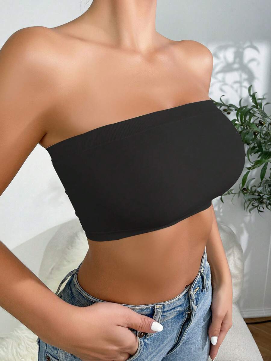 Solid Strapless Wireless Bra