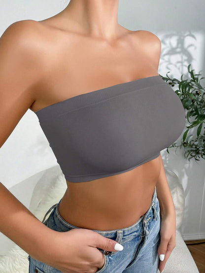 Solid Strapless Wireless Bra