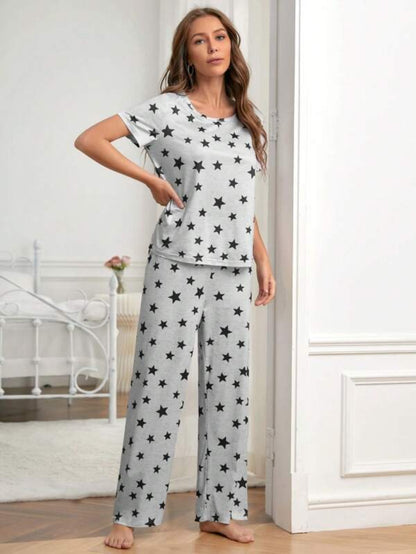 Star Print Tee And Pants Set