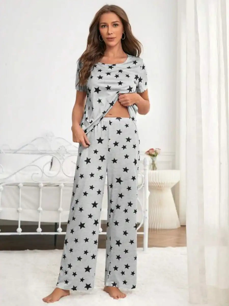 Star Printed Nightwear Pajama Set