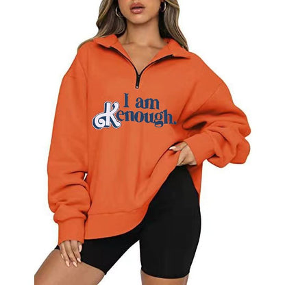 Text Printed Elegant Hoodie Orange