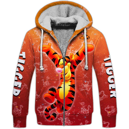 Tigger Cartoon Character Activewear Set Fleece Zipper Hoodie