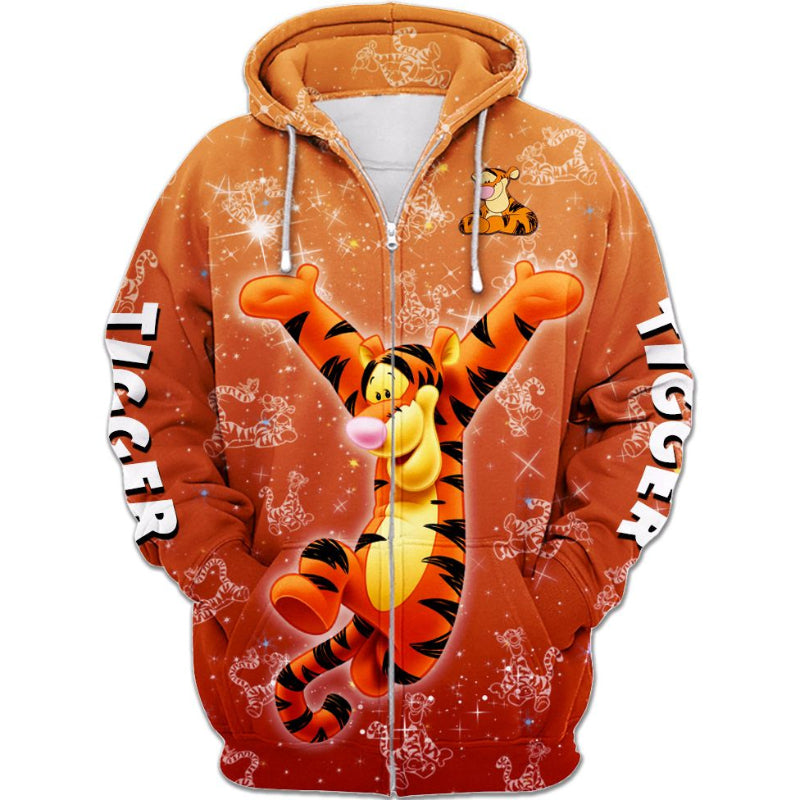 Tigger Cartoon Character Activewear Set Zipper Hoodie