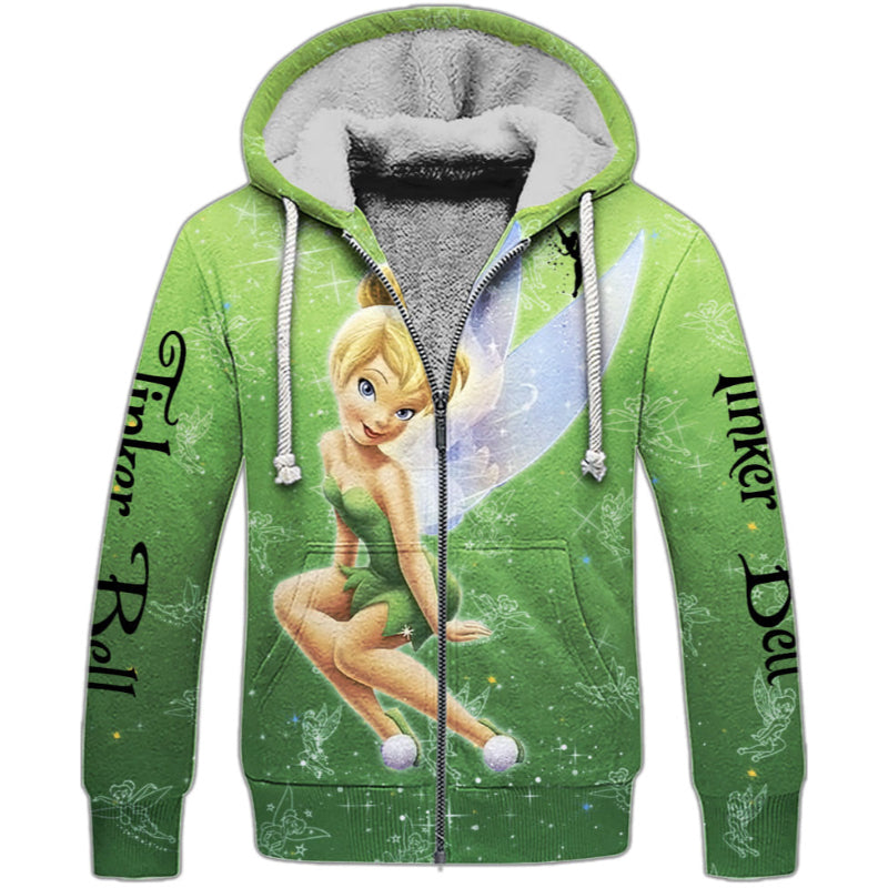 Tinker Bell Glitter Castle Hoodie And Sweatshirt Fleece Zipper Hoodie