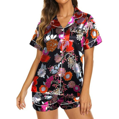 Two Piece Sleepwear Top And Shorts Set Red