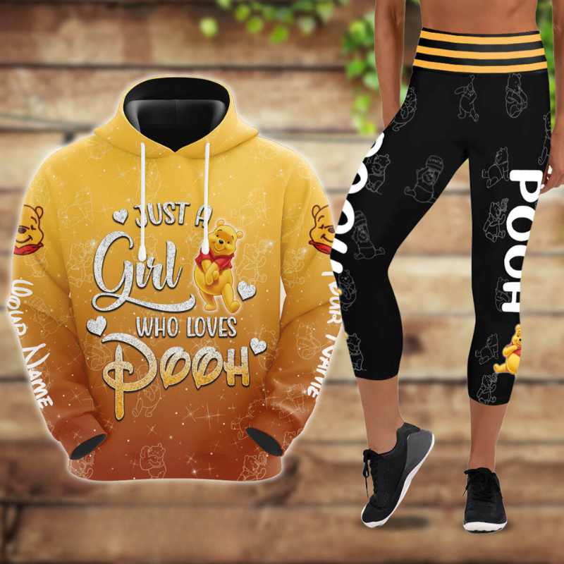 Custom Name Winnie The Pooh Hoodie And Capris Leggings Set Hoodie And Leggings Set