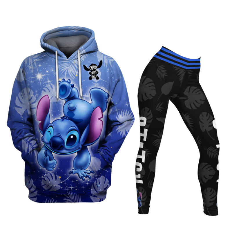 Stitch Ohana Castle Glitter Hoodie And Leggings Combo Hoodies And Leggings