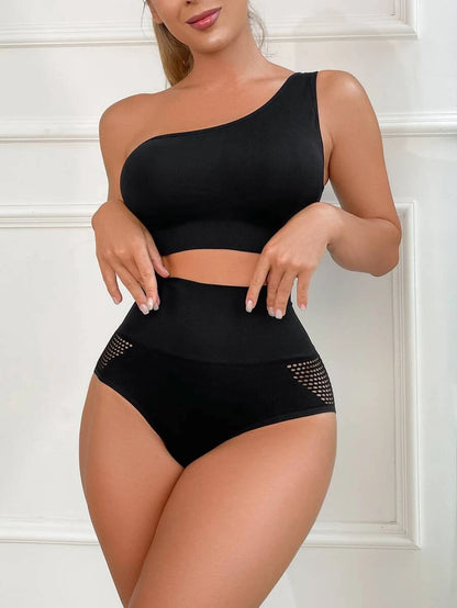 Wide Waistband Hollow Out Shapewear Panty