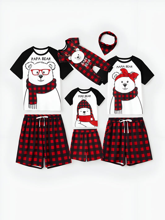 Xmas Bear Raglan Family Matching Short Set Baby 3M