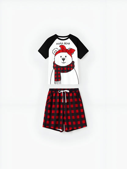 Xmas Bear Raglan Family Matching Short Set Men